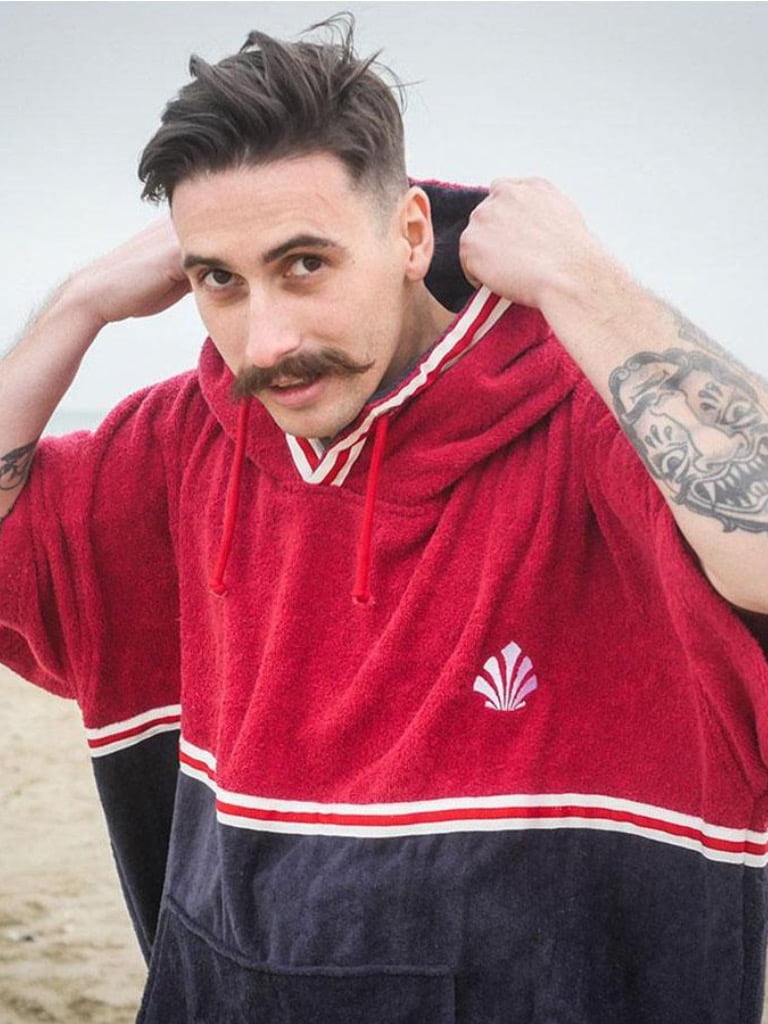 Alaplaya | Poncho de plajă bărbați | Saint Jacques Duo Blue/Bordeaux