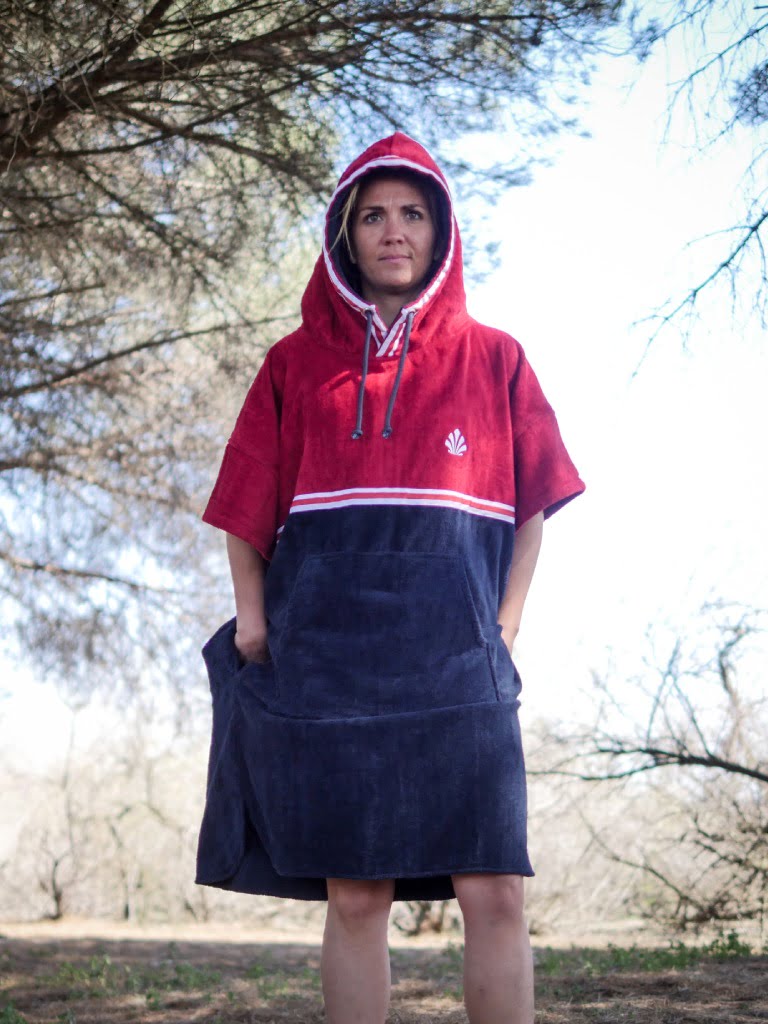 Alaplaya | Poncho de plajă femei | Saint Jacques Duo Blue/Bordeaux