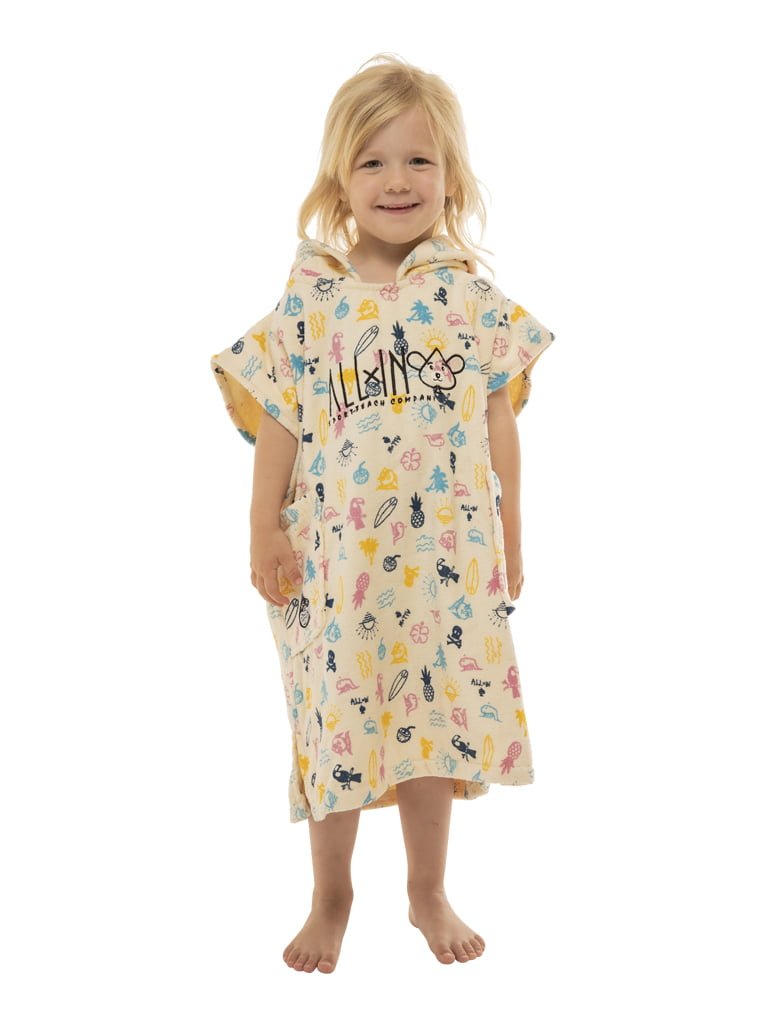 Copil care poarta un poncho plaja copii din bumbac, culoare beach rose