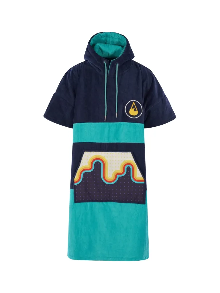 Poncho barbati colorat, pentru plaja, scuba sau surfing, albastru inchis si albastru deschis