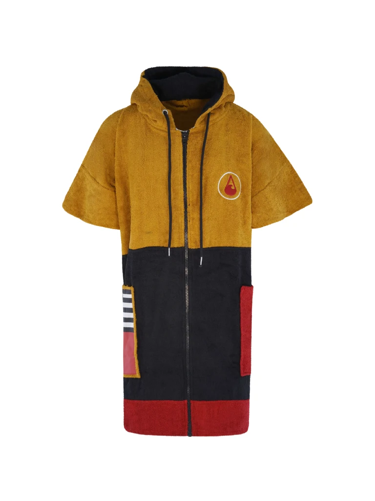 Poncho plaja dama colorat, pentru plaja, scuba sau surfing, culoare maro, negru si rosu