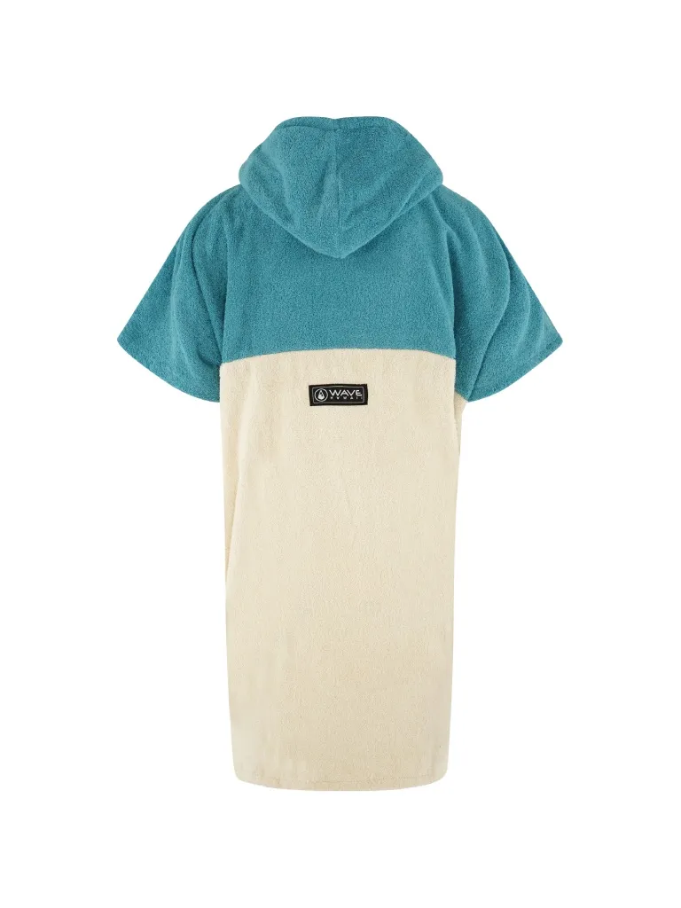 Poncho plaja dama colorat, pentru plaja, scuba sau surfing, culoare alb-crem cu albastru