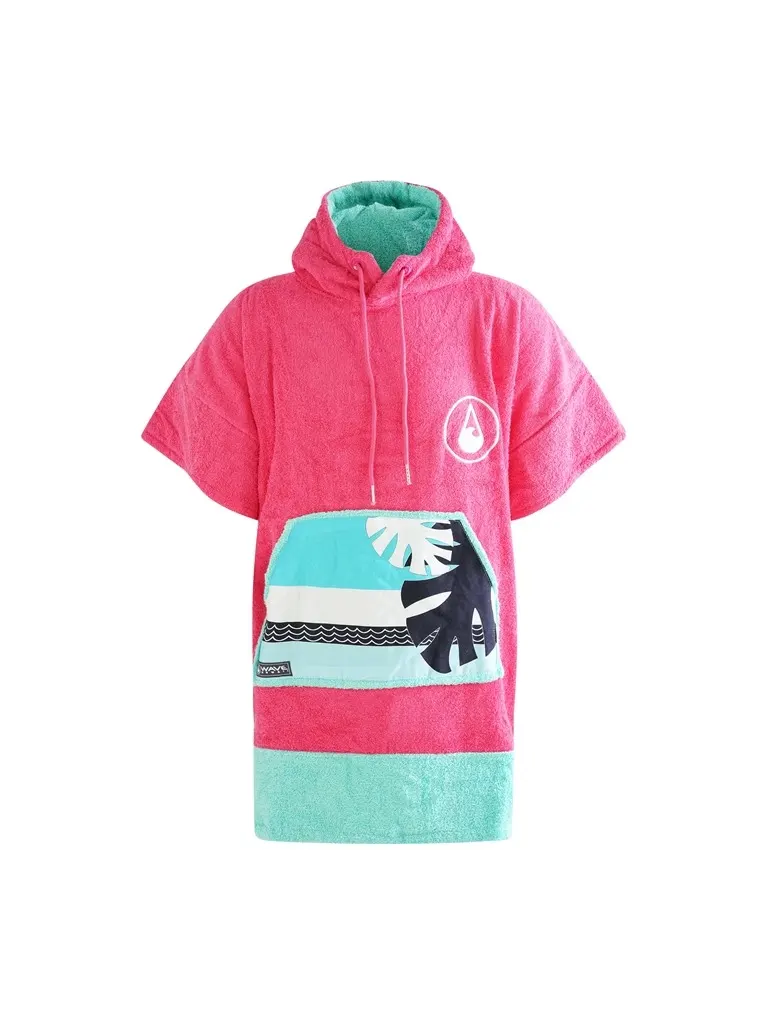 Poncho plaja dama colorat, pentru plaja, scuba sau surfing, culoare roz, turcoaz