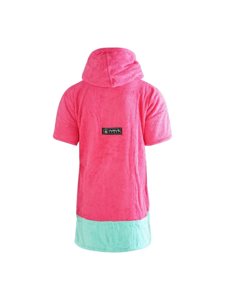 Poncho plaja dama colorat, pentru plaja, scuba sau surfing, culoare roz, turcoaz