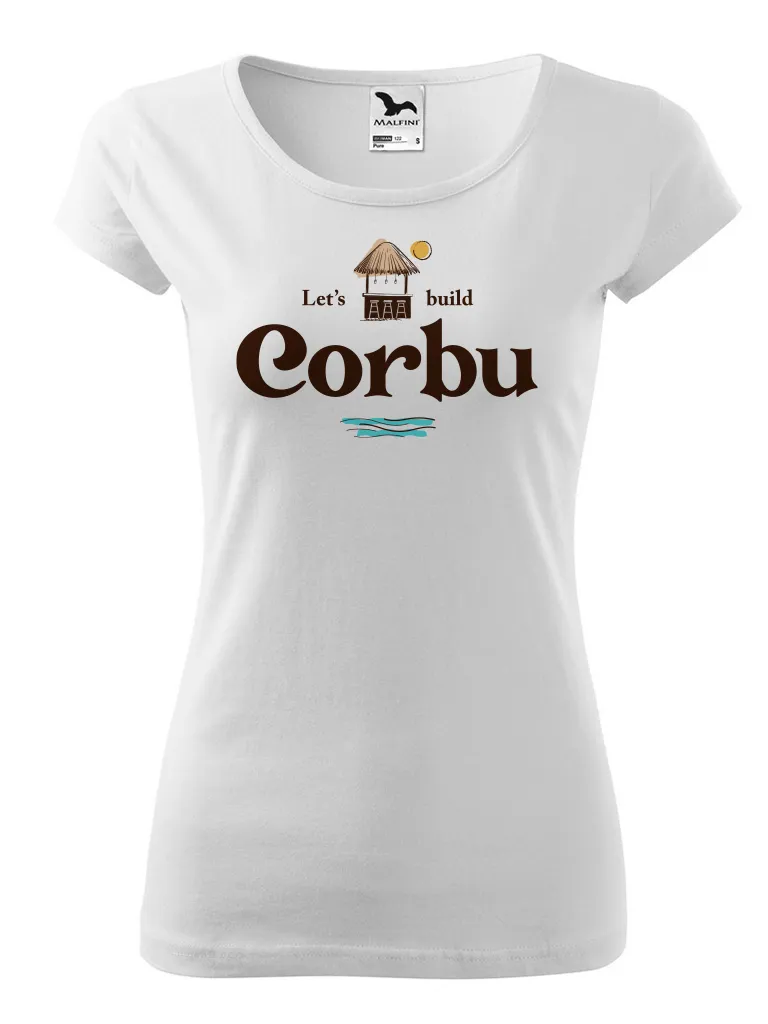 Tricou Let's Build Corbu | Alb (model femei)