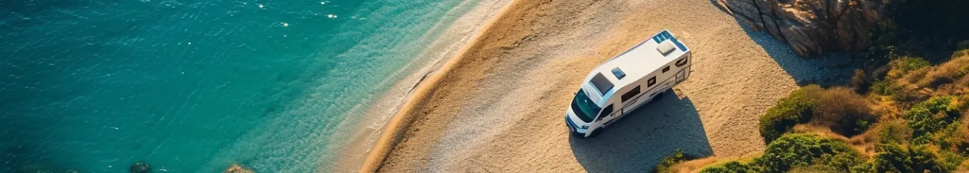 un camper van pe o plaja